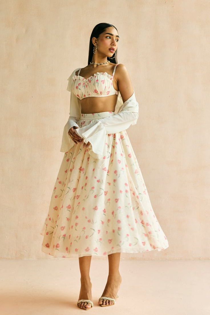 Elara Floral Butter Yellow Bustier Bralette