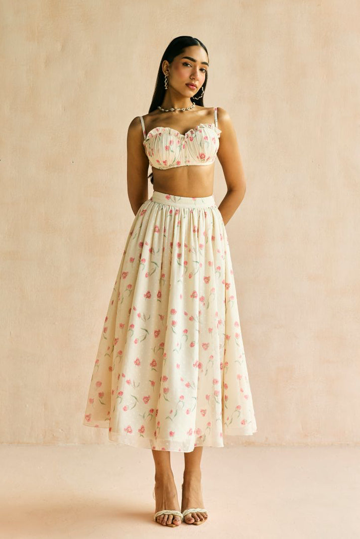 Elara Floral Butter Yellow Bustier Bralette