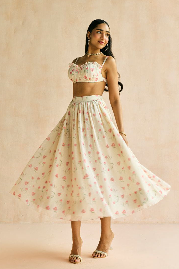 Elara Floral Butter Yellow Bustier Bralette