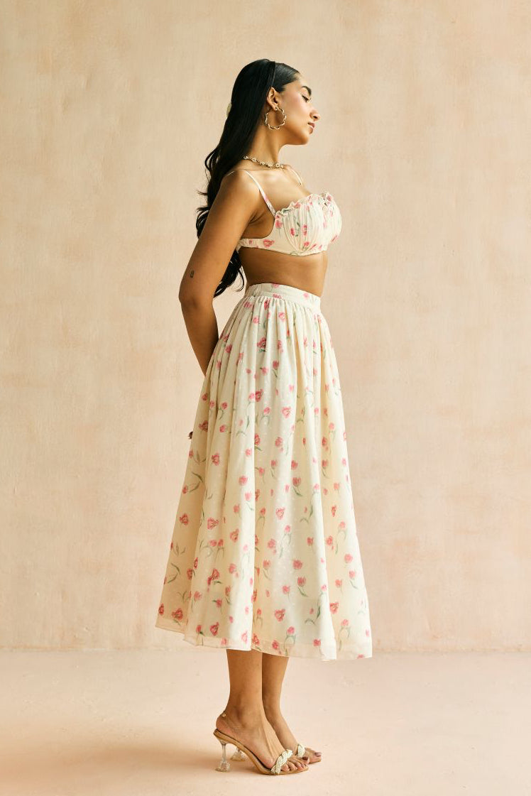 Elara Floral Butter Yellow Bustier Bralette