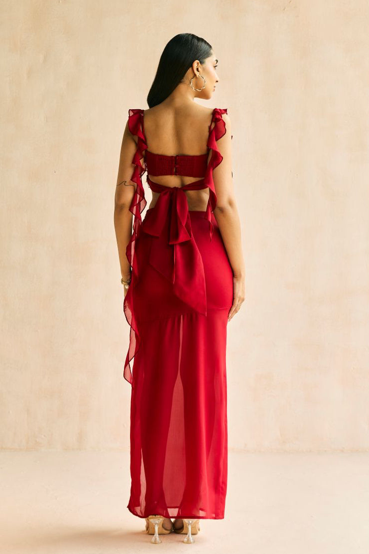 Crimson Muse Ruffled Top