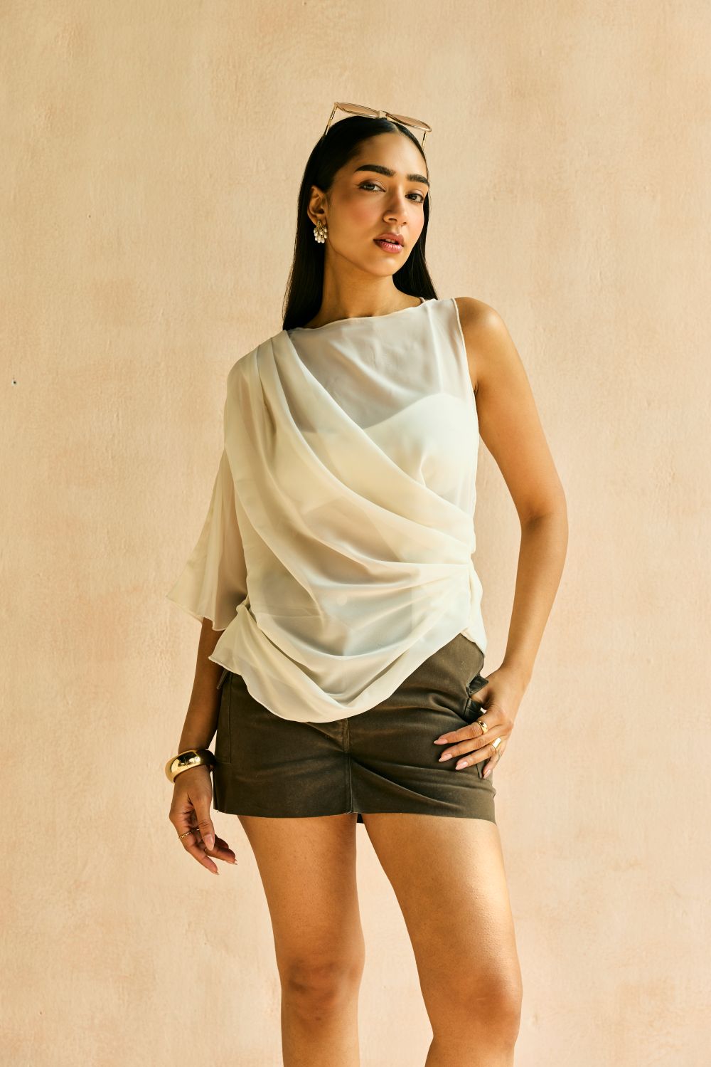 Softfall Drape Georgette Top and Bralette