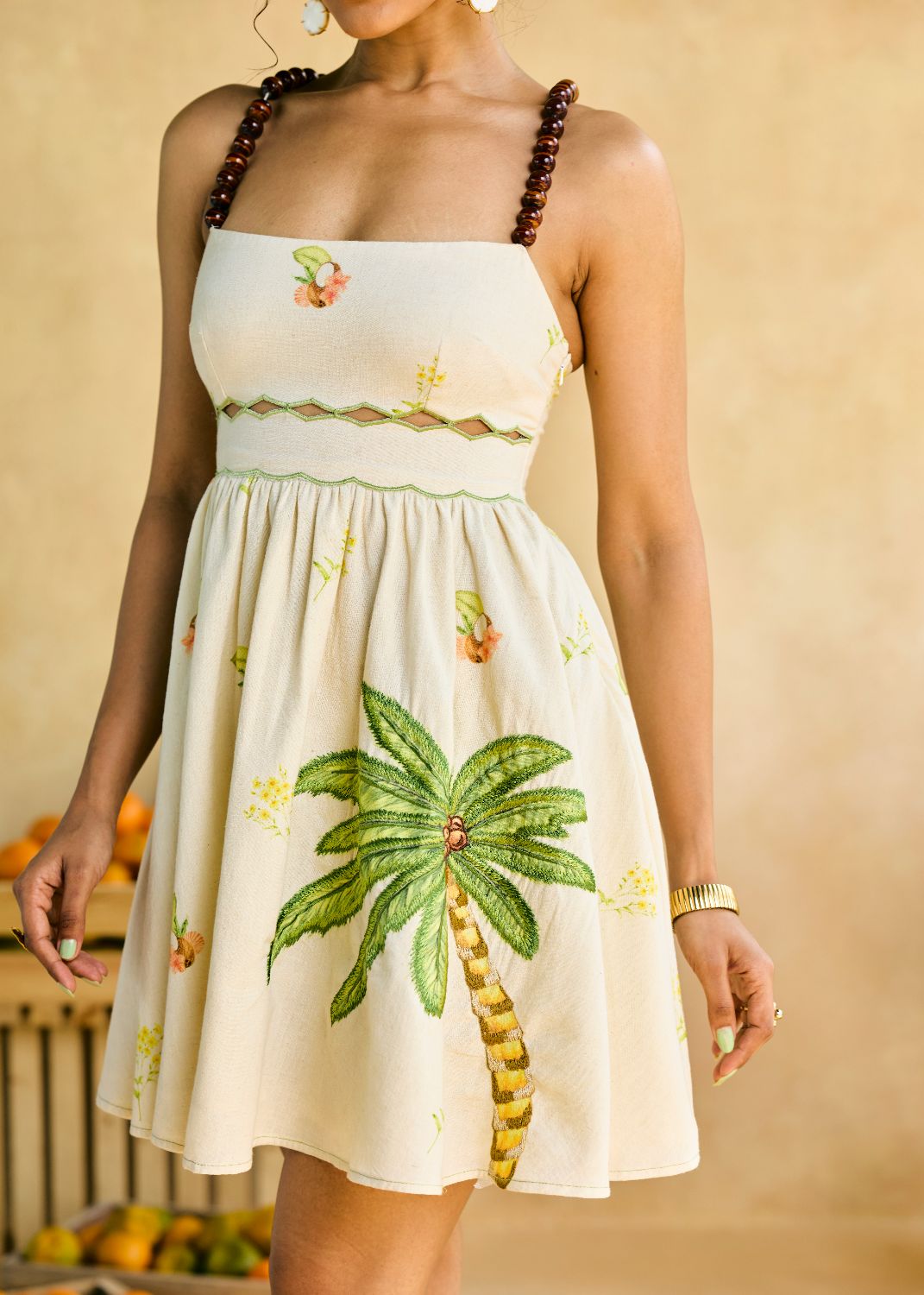 Garden Fairy Embroidered Beaded Mini Dress