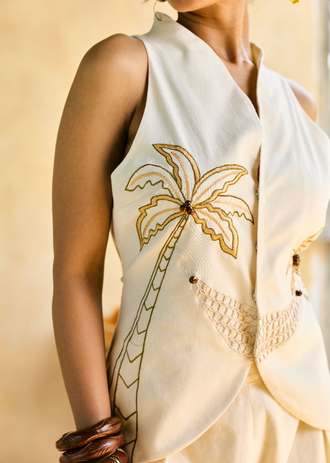 Nariyal Grove Embroidered Vest Top
