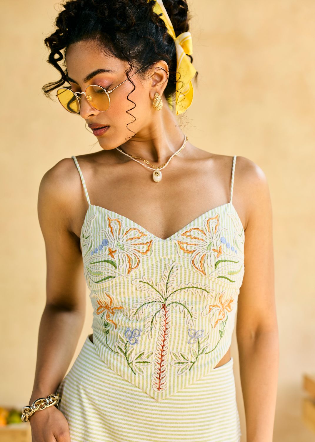 Palm Whisper Embroidered Top