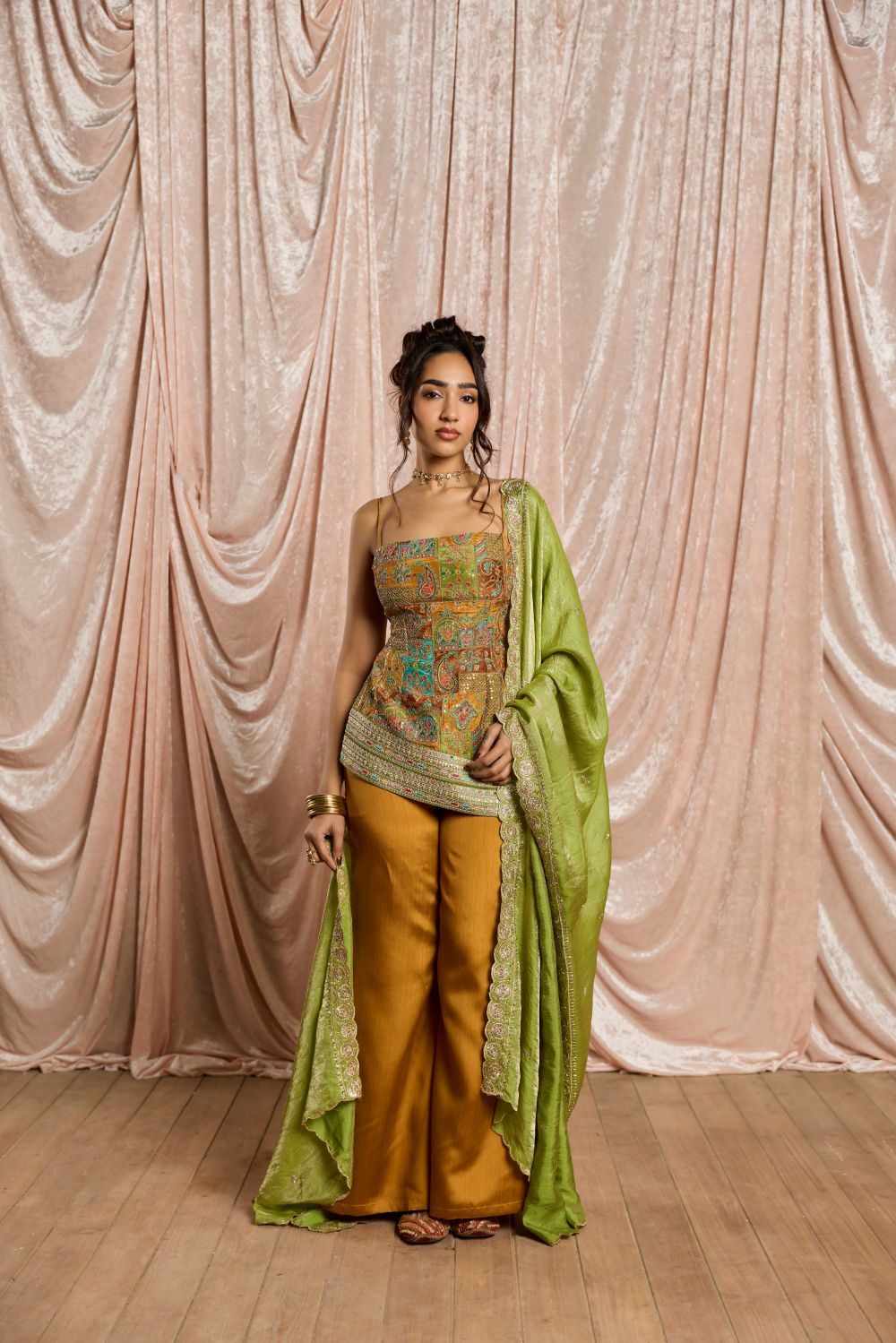 Meher-e-Baagh Yellow Embroidered Kurta Set