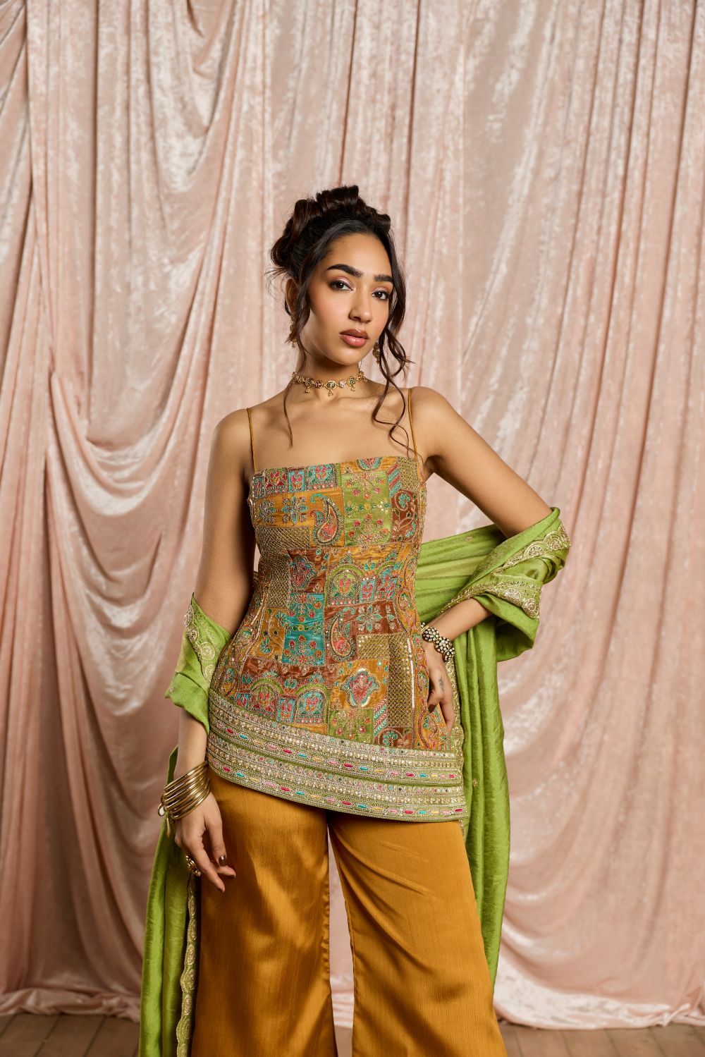 Meher-e-Baagh Yellow Embroidered Kurta Set