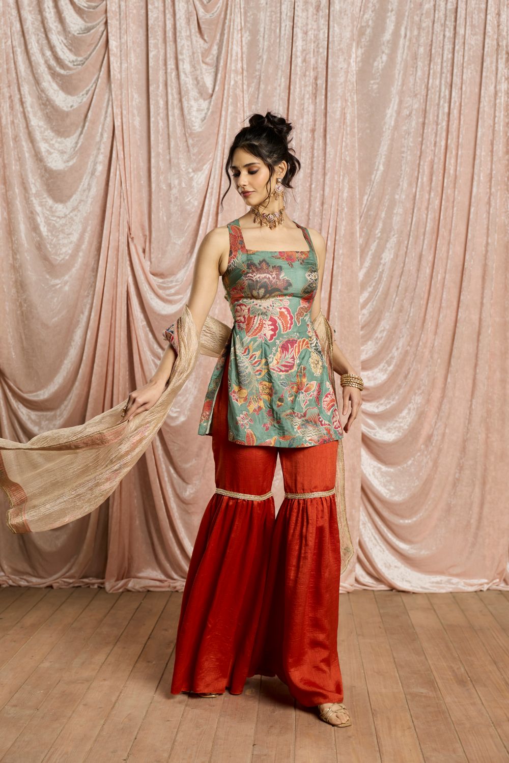 Rangriti Floral Embellished Sharara Set