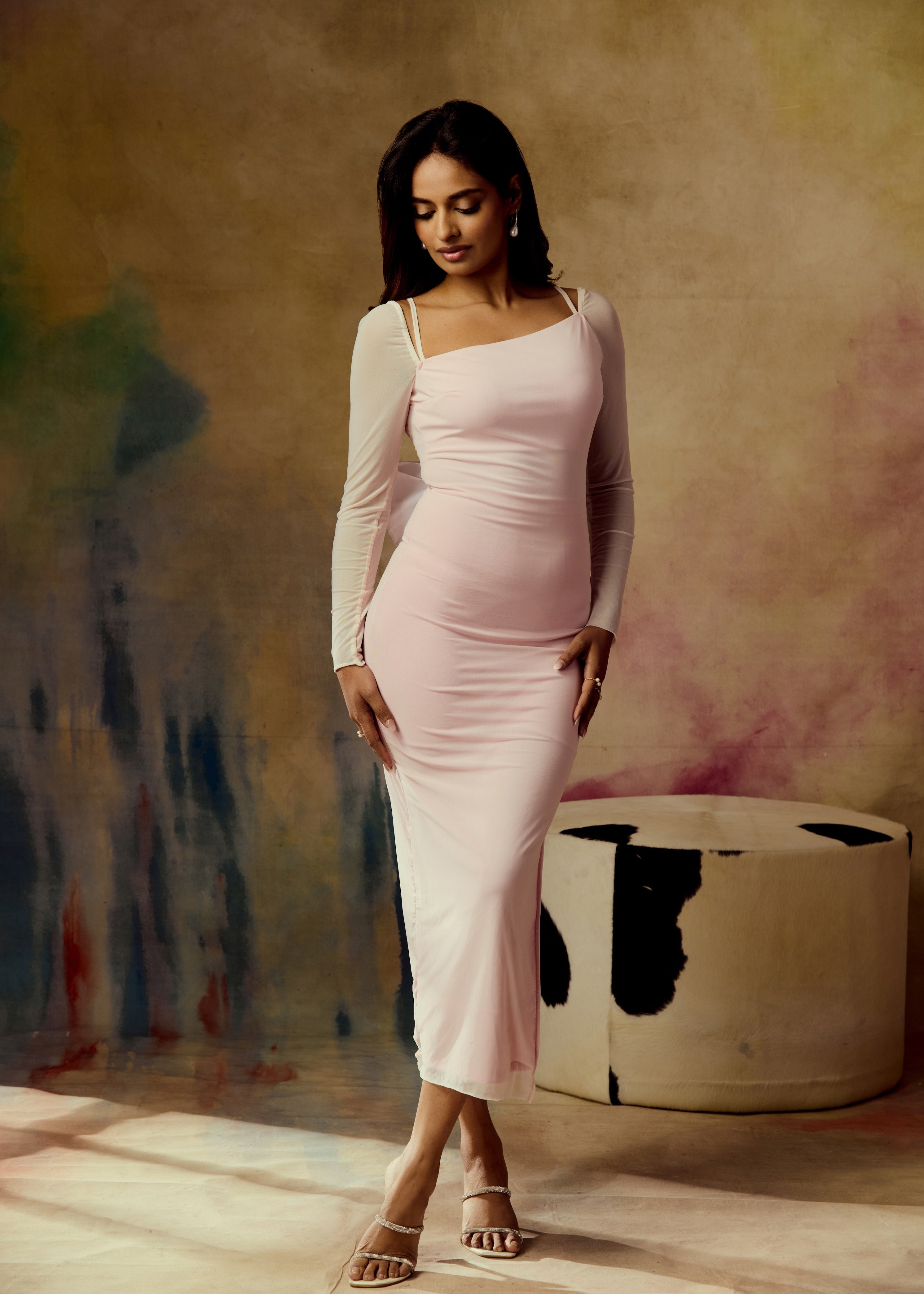 Emily Pink Bow Maxi Bodycon Dress