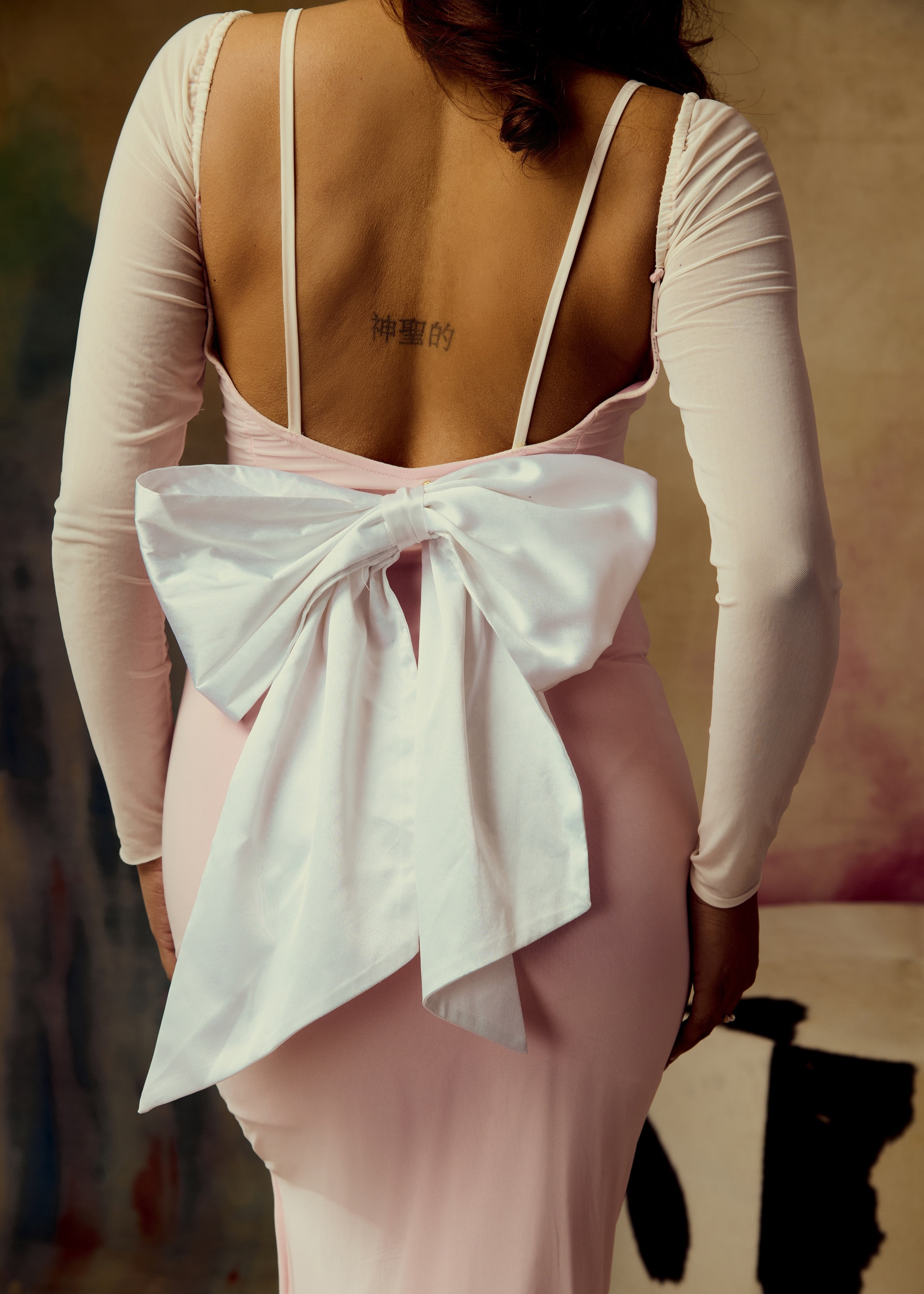 Emily Pink Bow Maxi Bodycon Dress