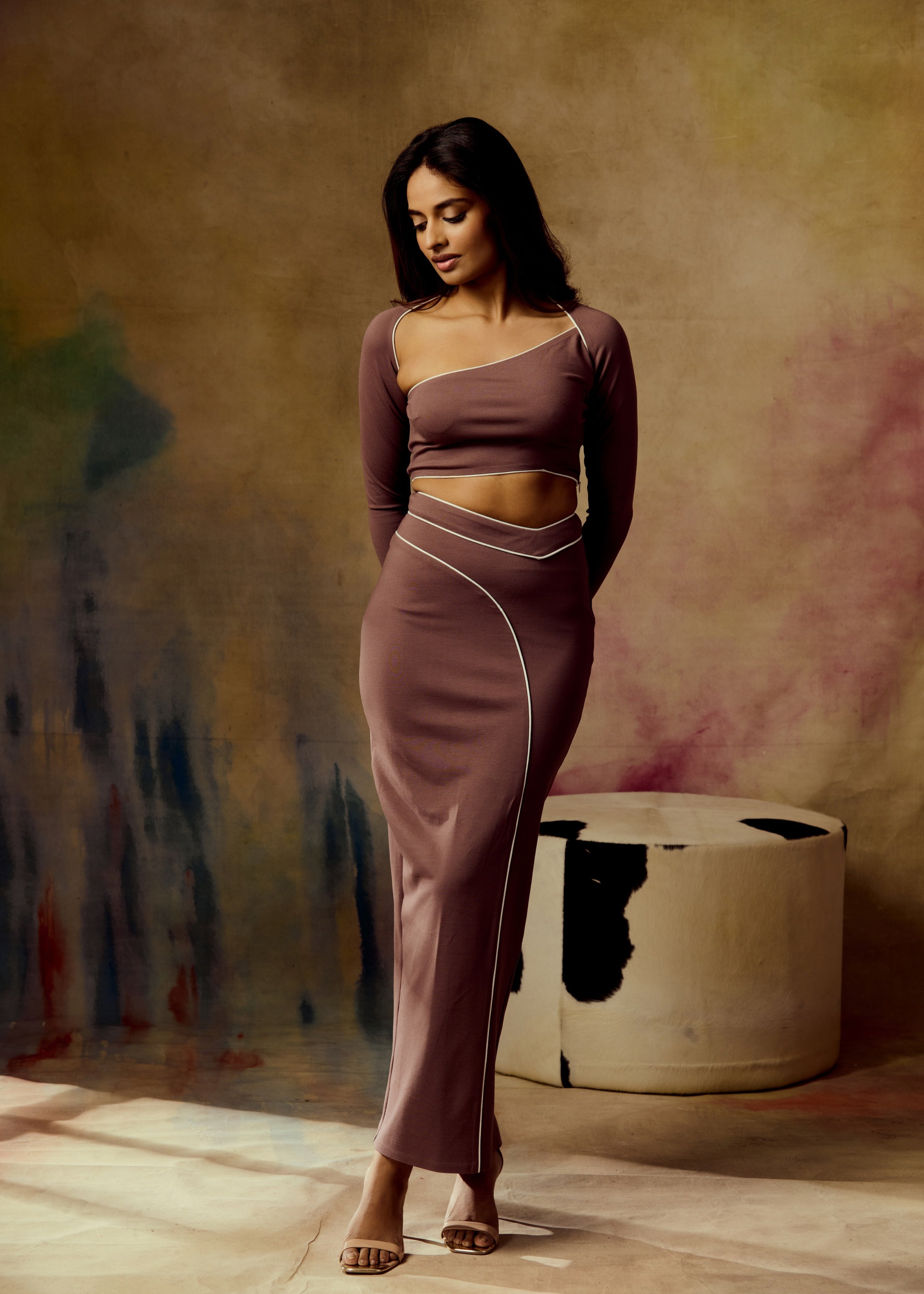 Vienne Brown Bodycon Maxi Skirt