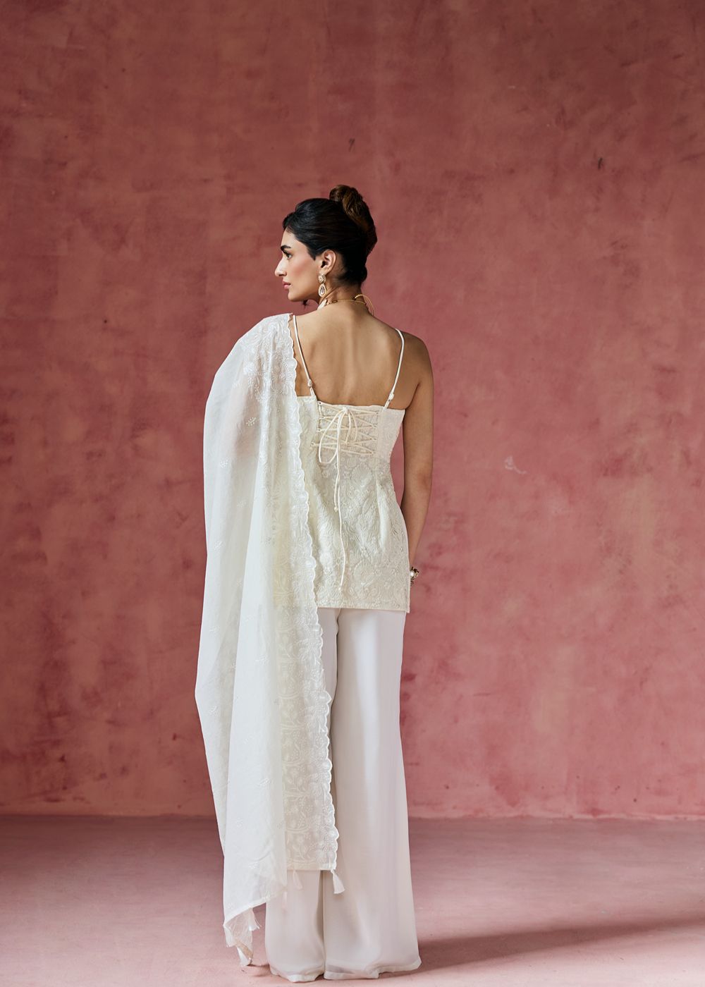 Dove Ivory Embroidered Sharara Set