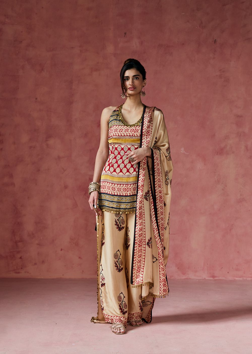 Afreen Ajrakh Print Halter Neck Kurta Set