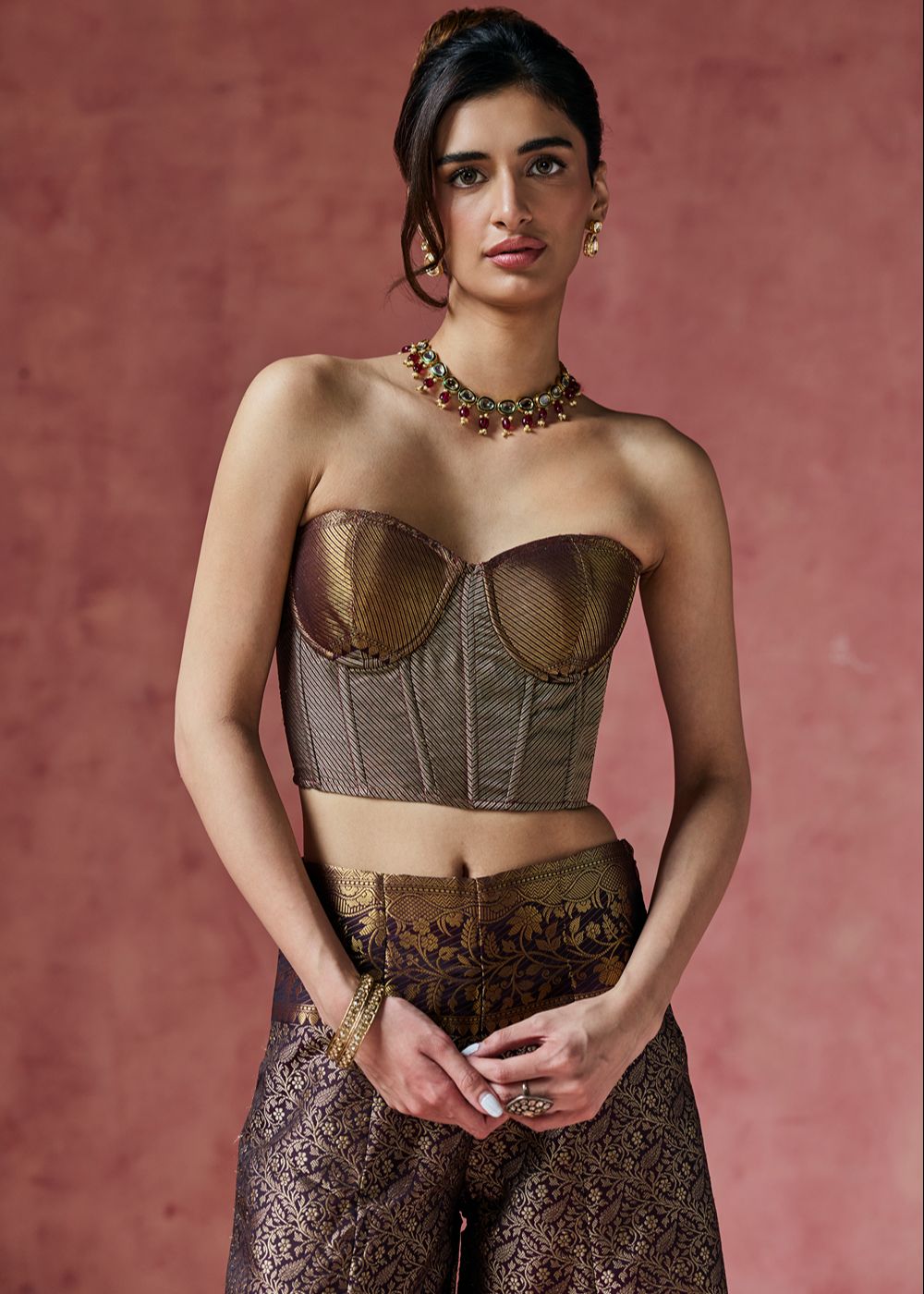 Kashira Bronze Banarasi Corset