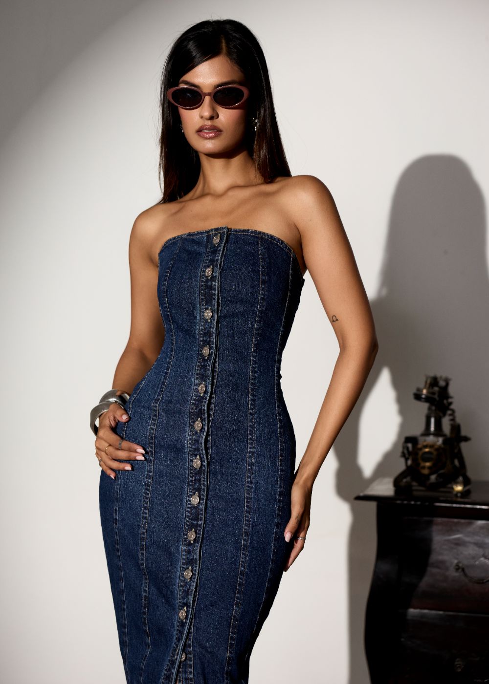 Riviera Stretch Denim Midi Dress