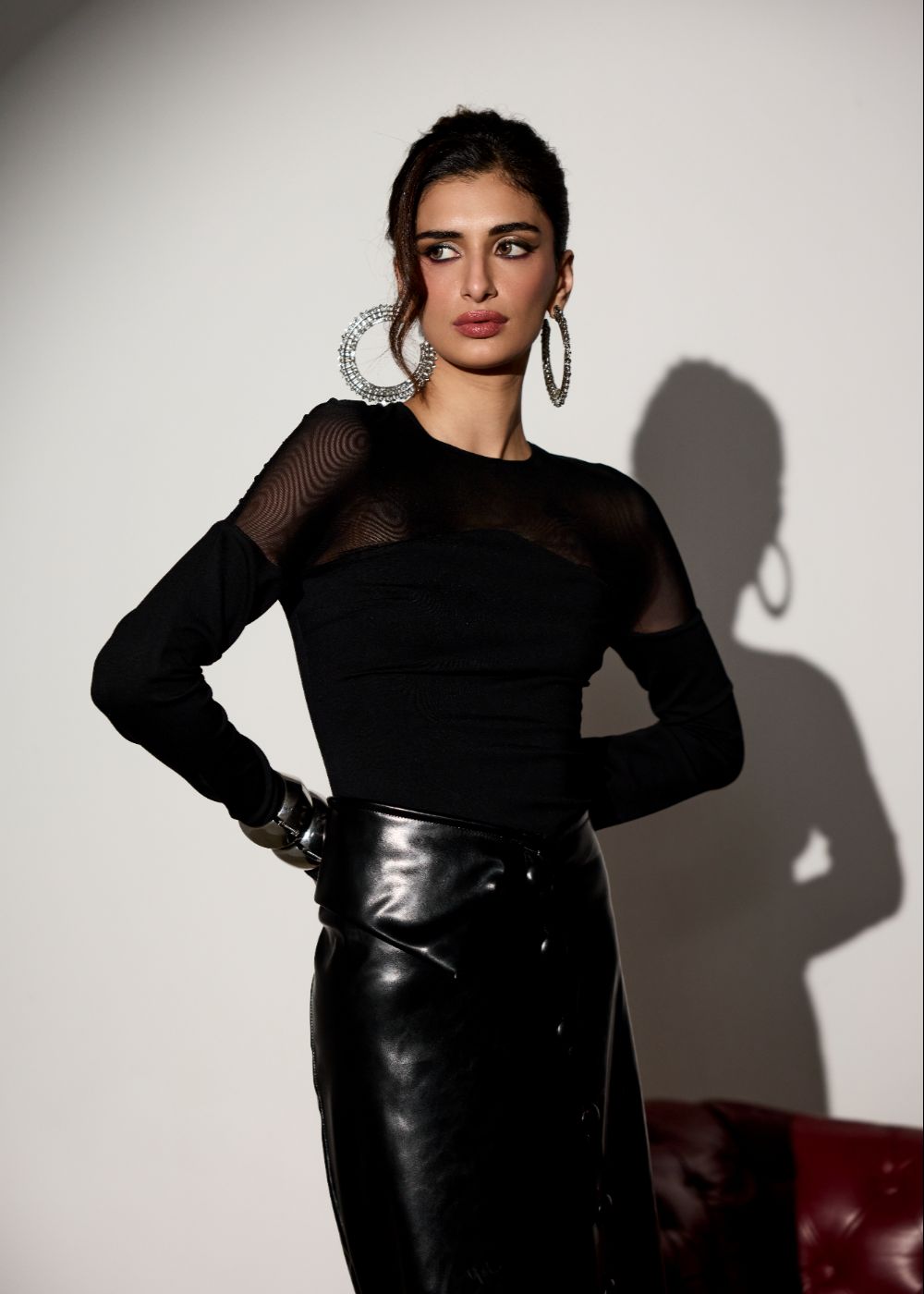 Kylina Black Mesh Insert Top