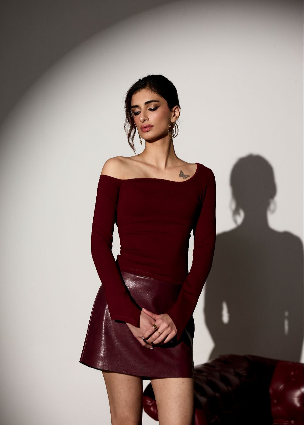 Serena Cherry Red Off Shoulder Top