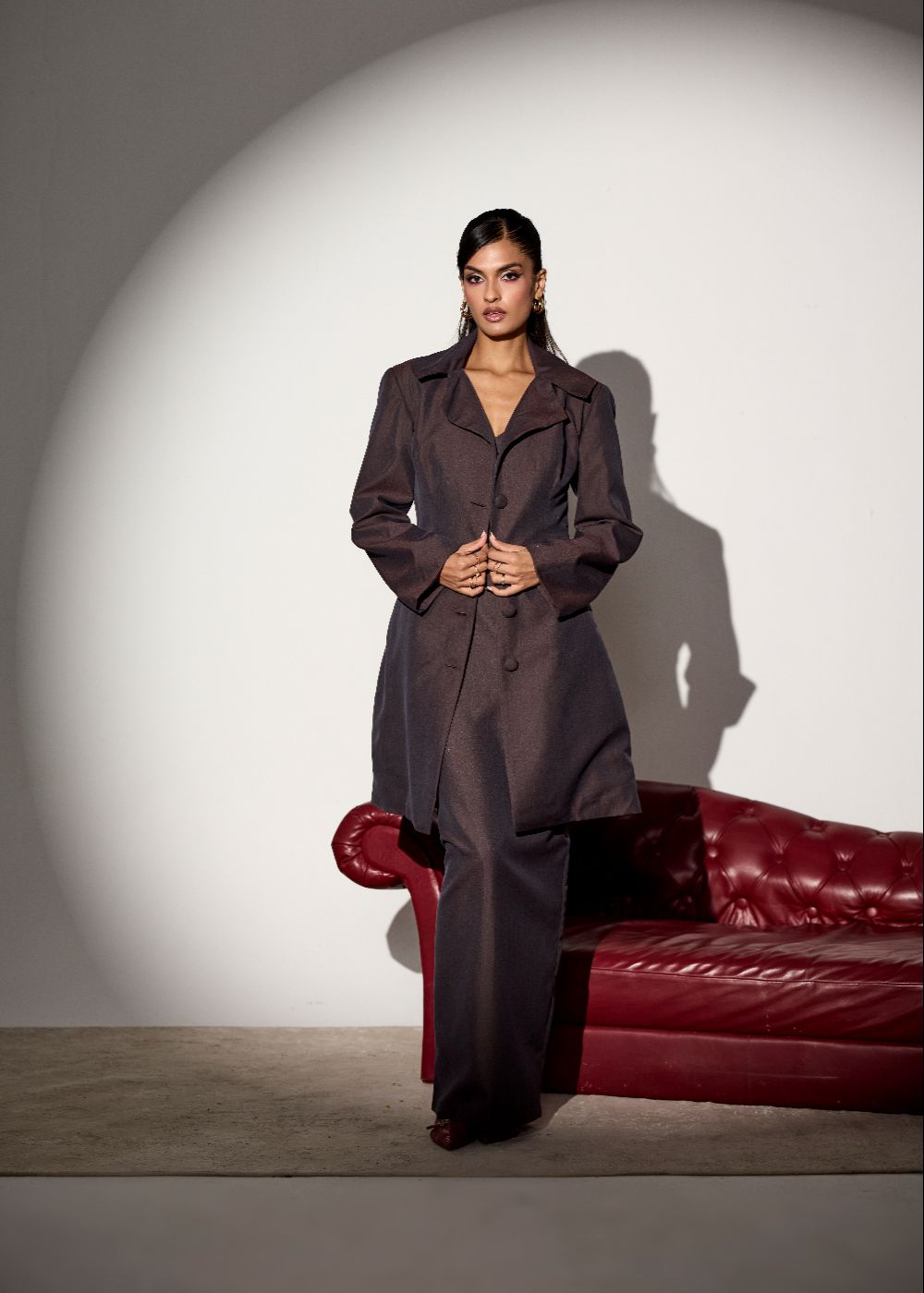 Arden Burgundy Longline Coat