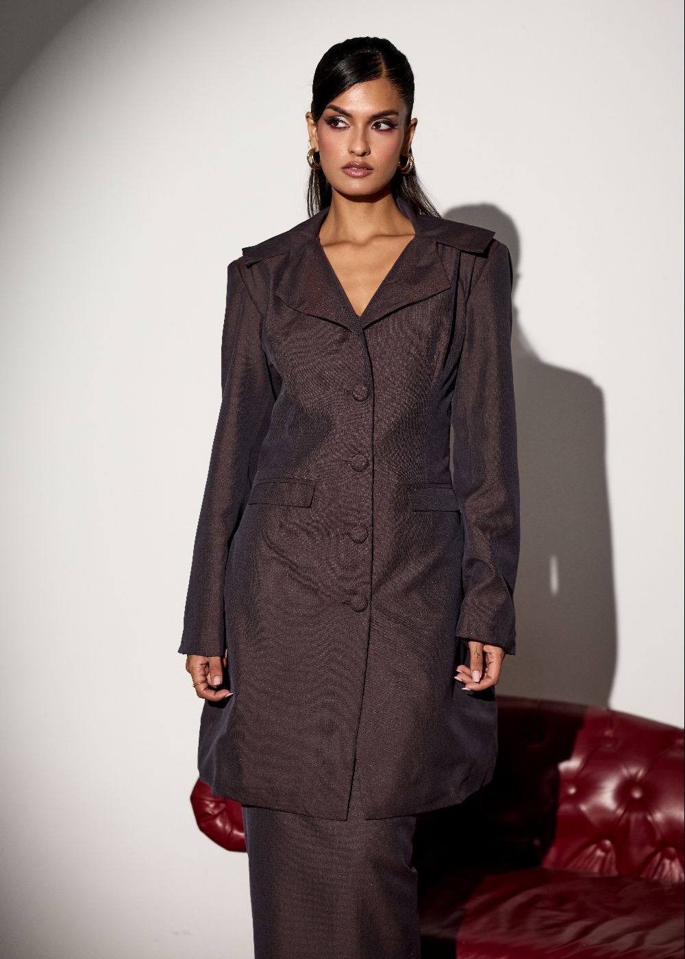 Arden Burgundy Longline Coat