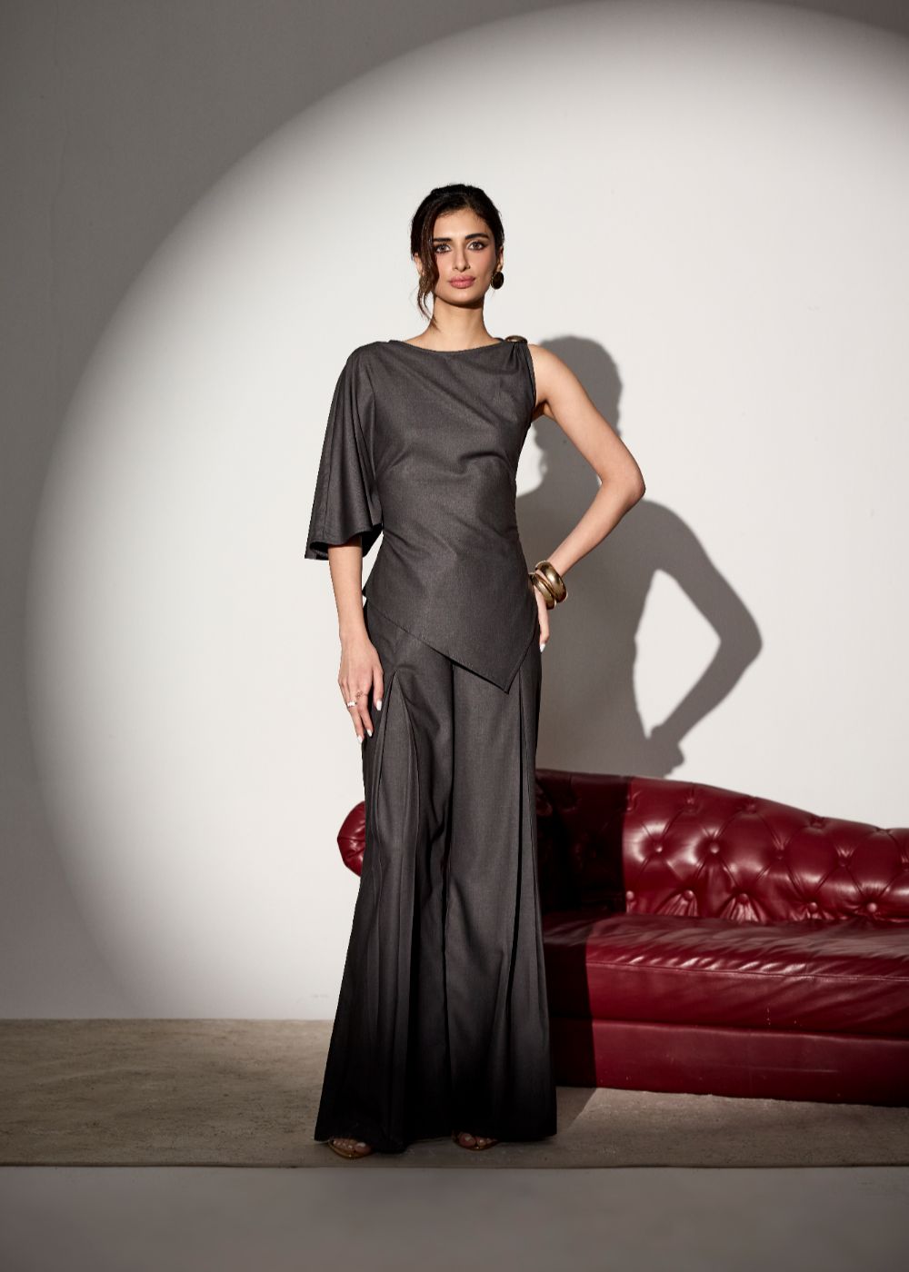 Vionne Grey Wide-Leg Pants