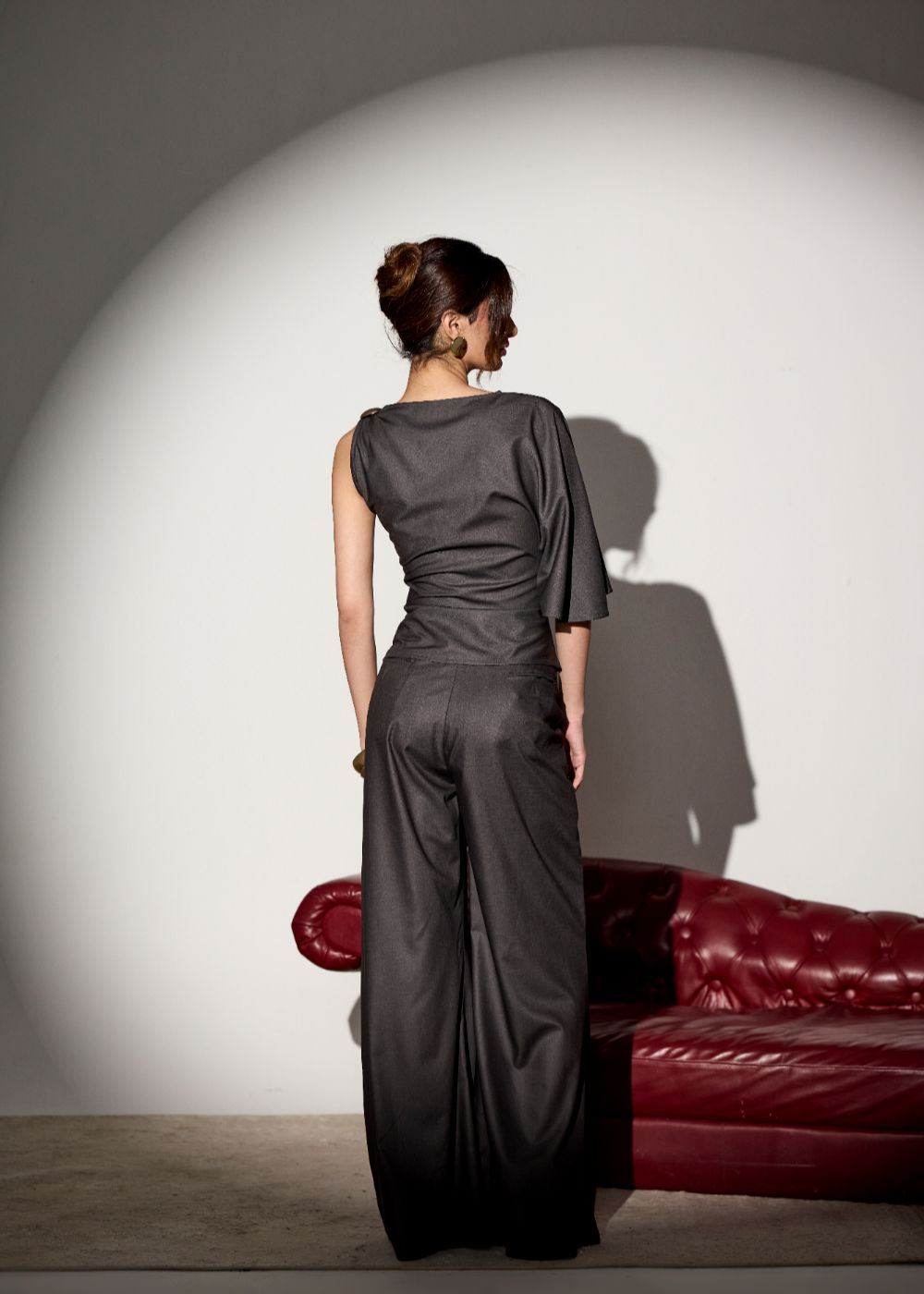 Vionne Grey Wide-Leg Pants