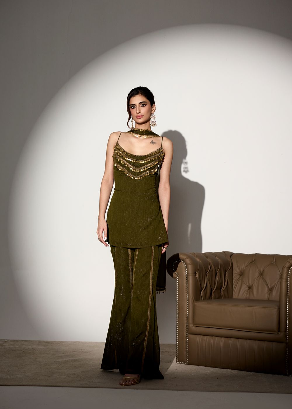 Olivia Green Kurti and Sharara Set