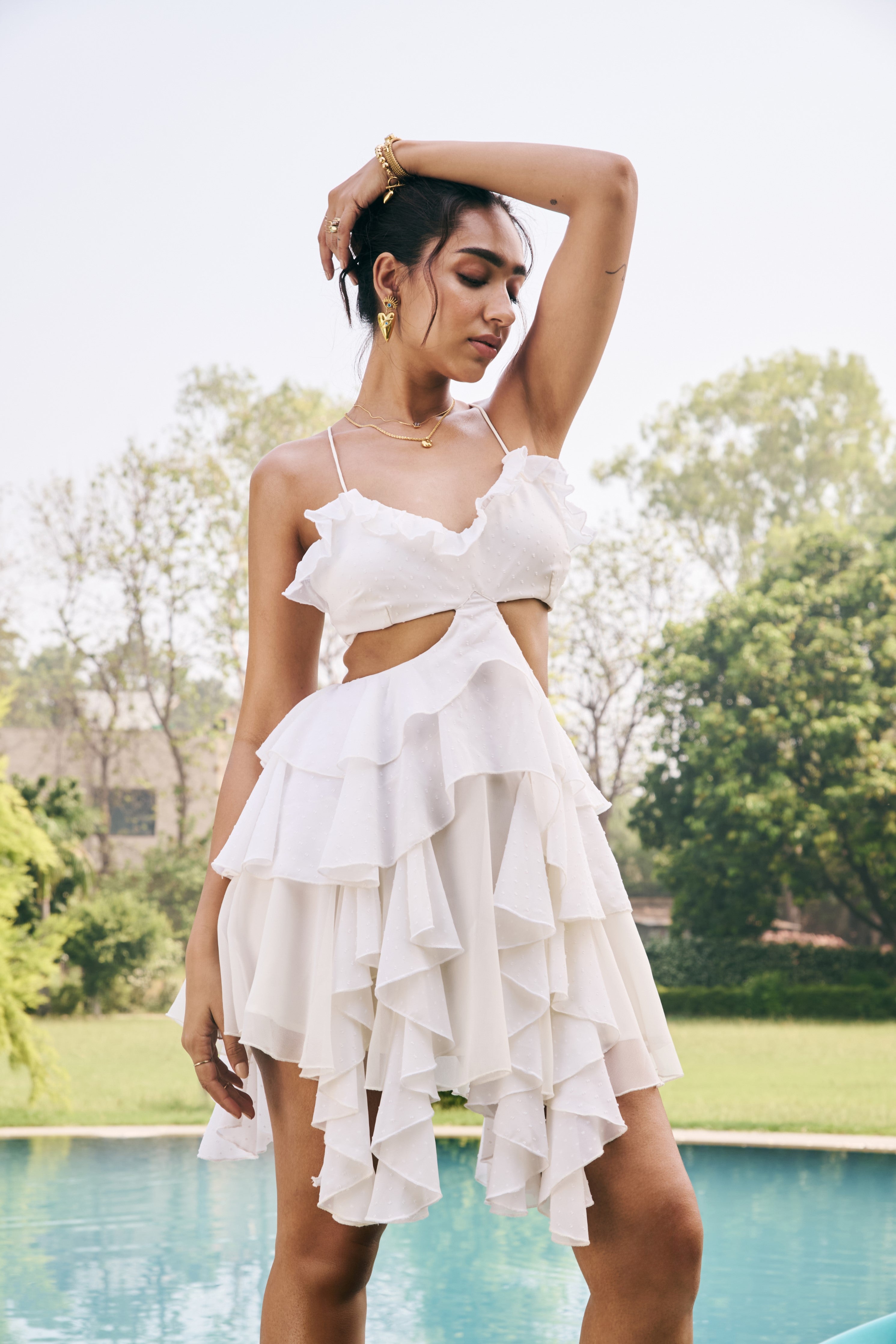 Vienna White Ruffle Dress