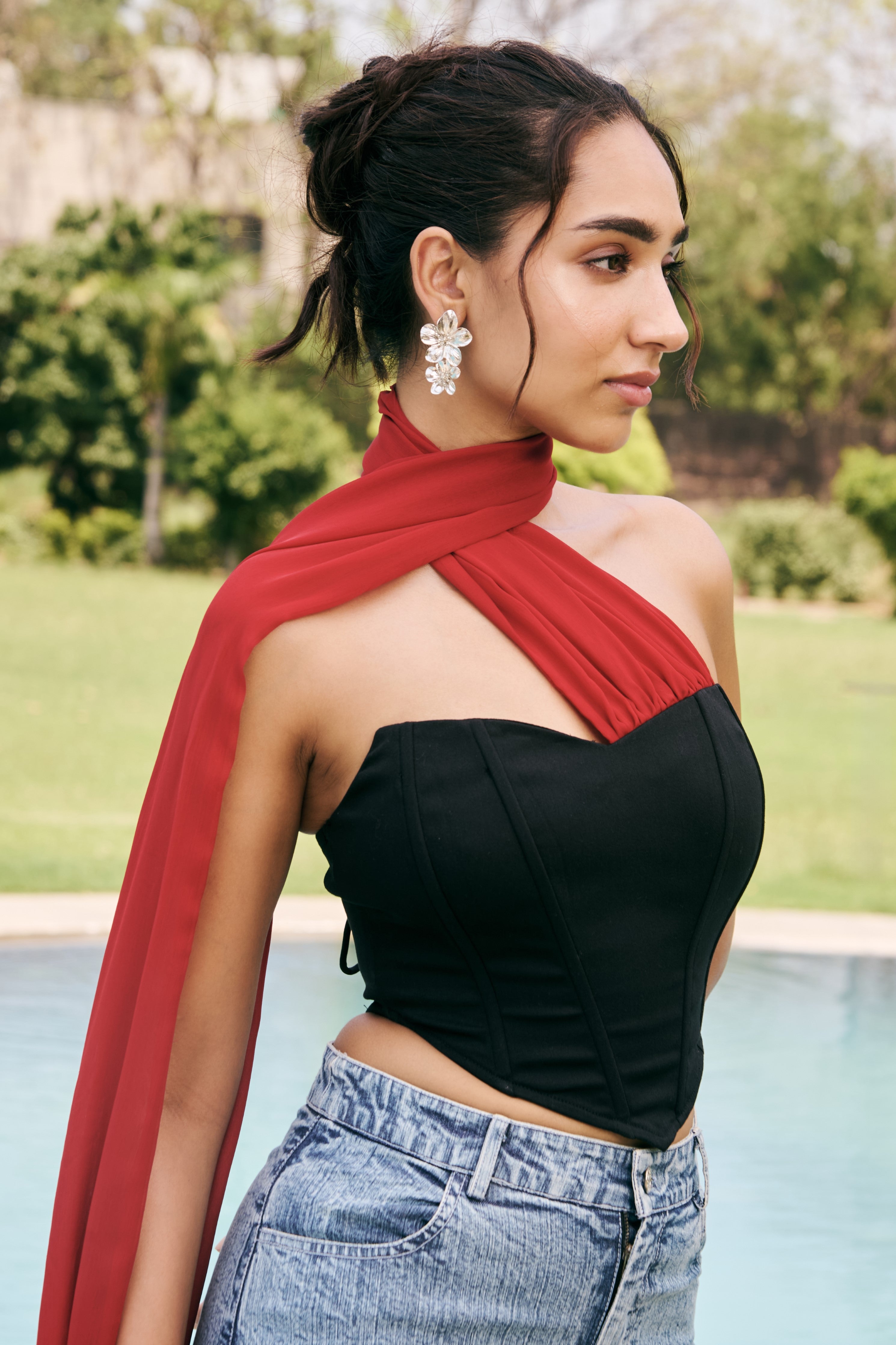 Nerina Noir Corset & Crimson Wrap