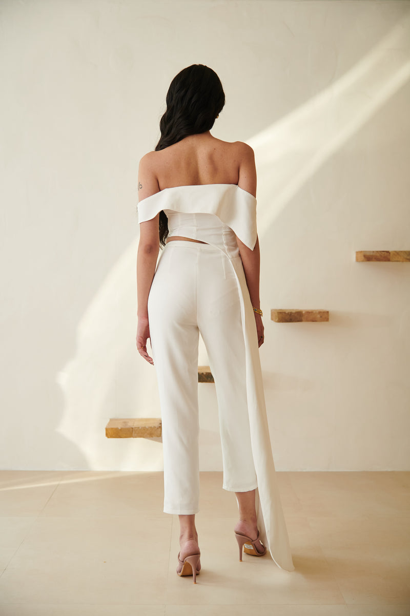 Buy Our Tamara White Asymmetric Top and Pants Set