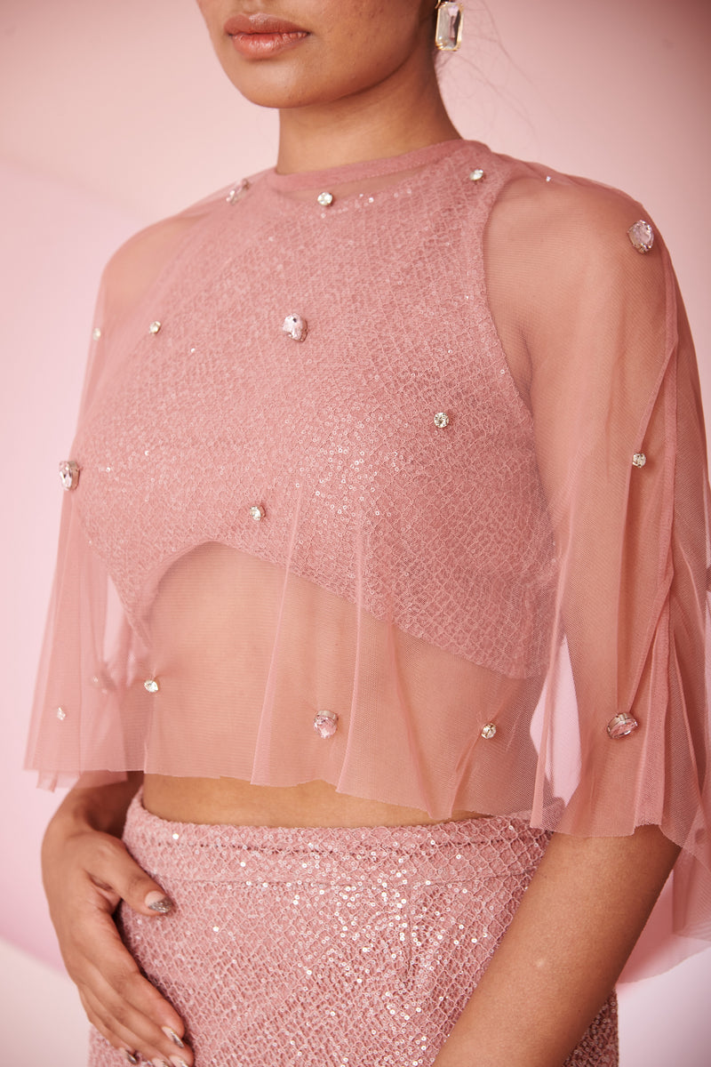 Yana Mauve Pink Shimmer Coord Set