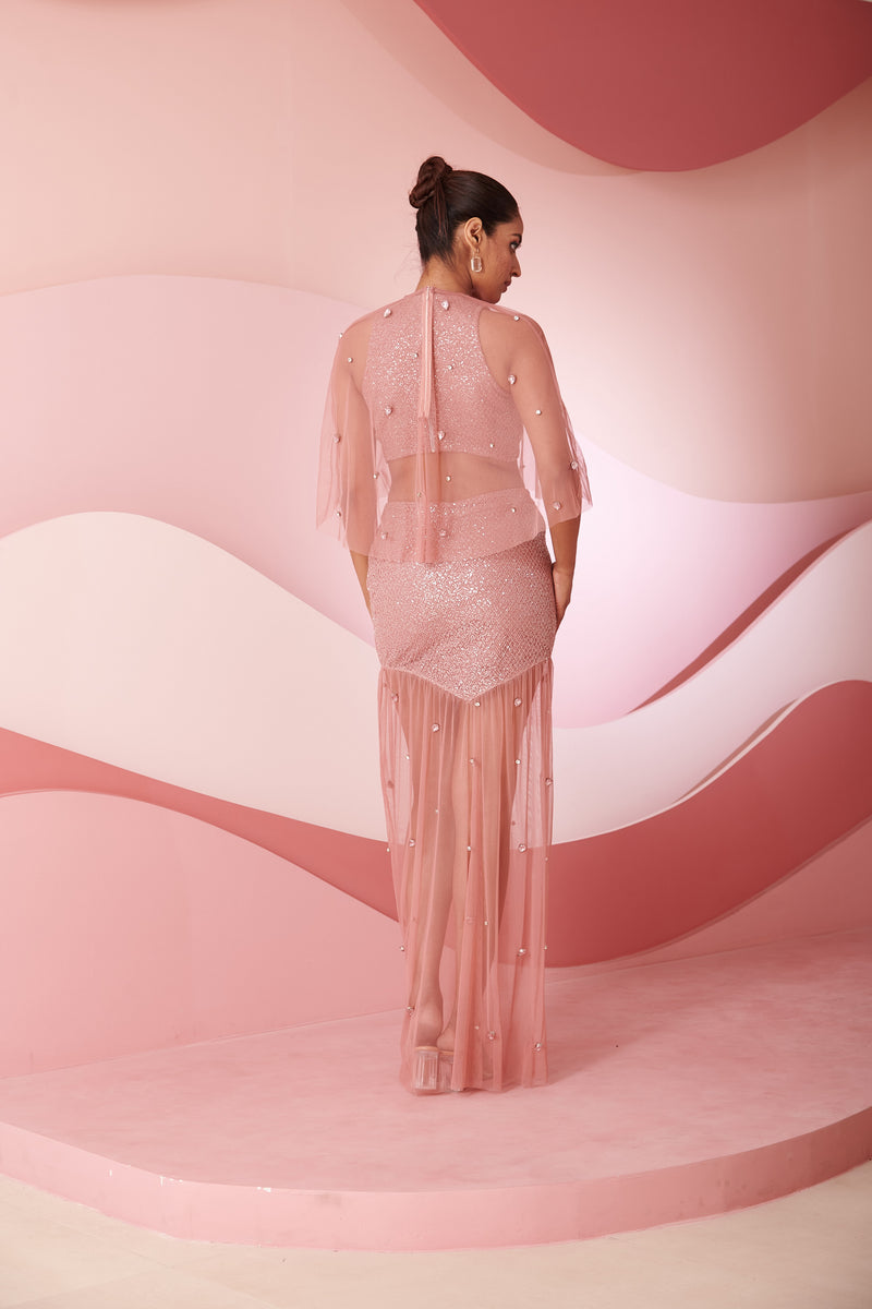 Yana Mauve Pink Shimmer Coord Set