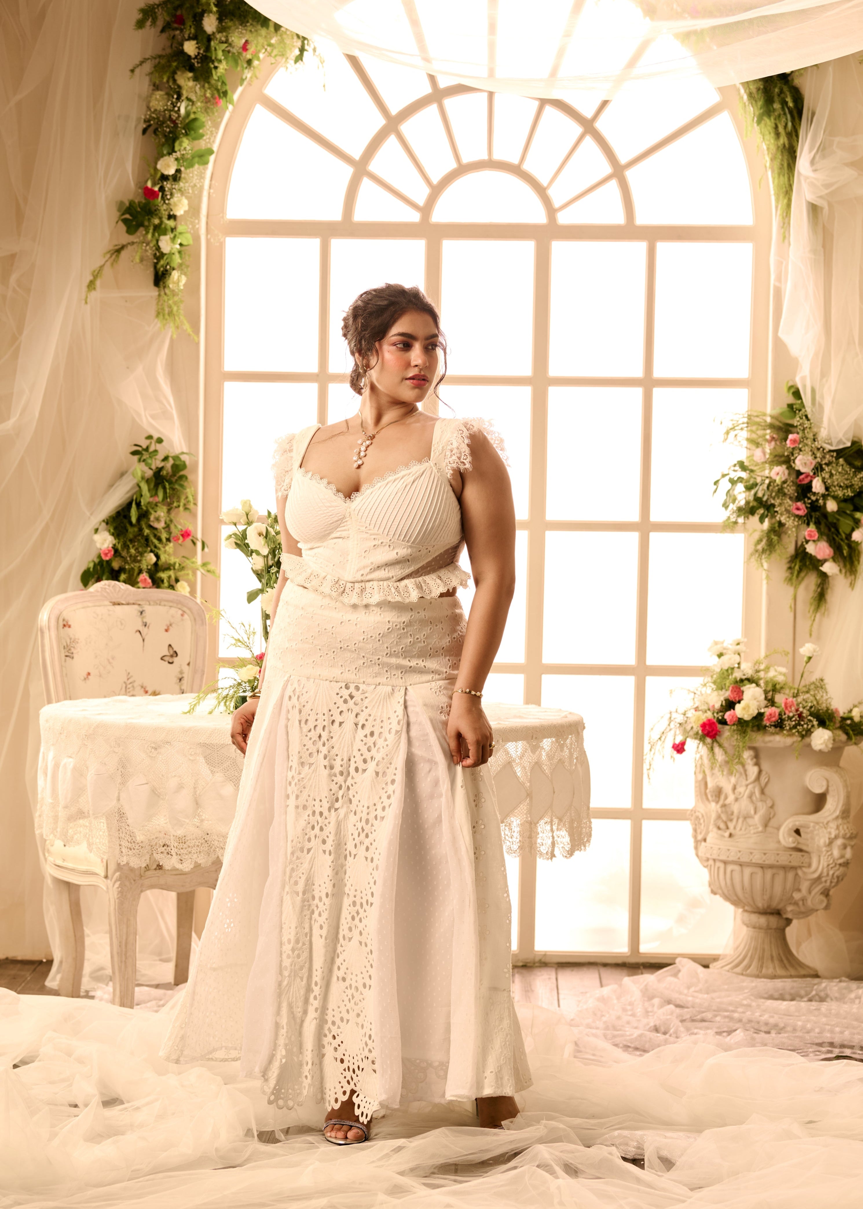 Odessa White Top And Skirt Set