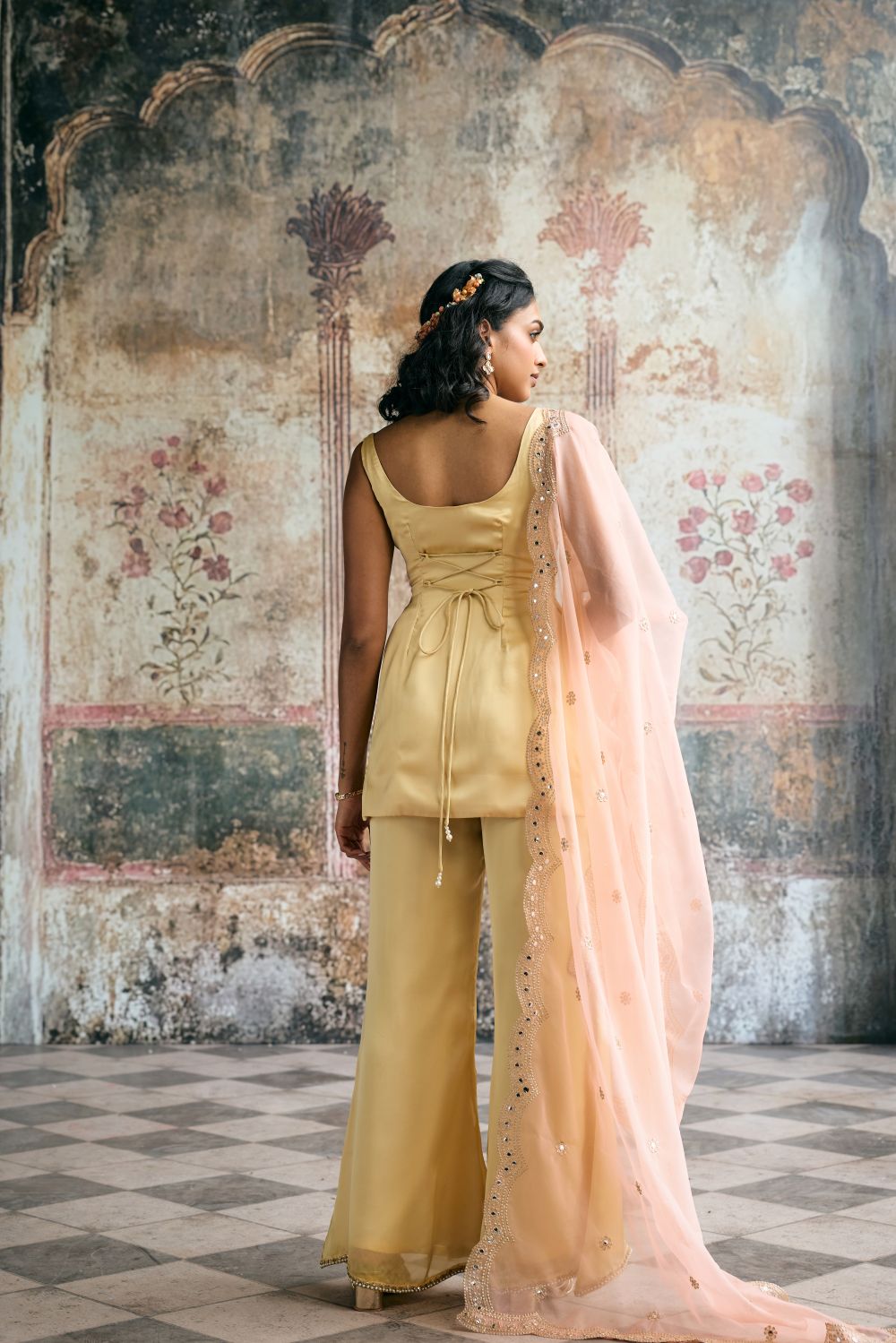 Farya Butter Yellow Hand-Embroidered Sharara Set