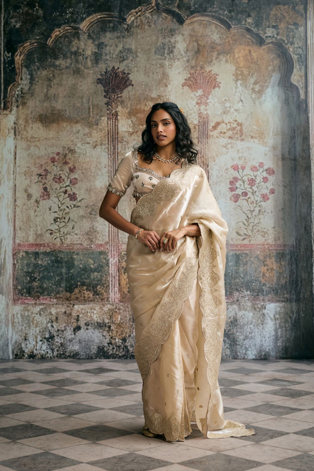 Aarzoo Champagne Gold Saree