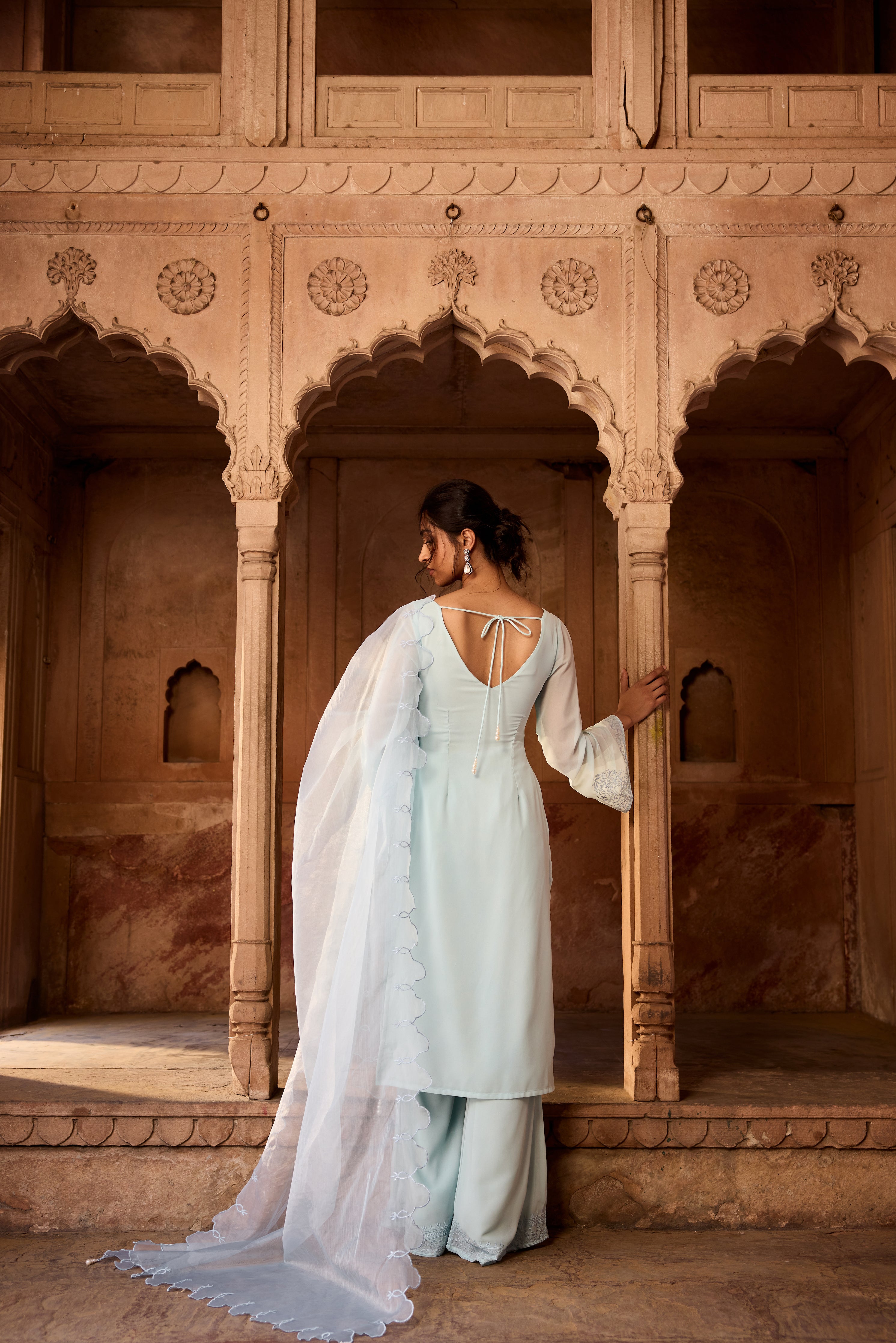 Shafika Baby Blue Georgette Pakistani Style Kurta