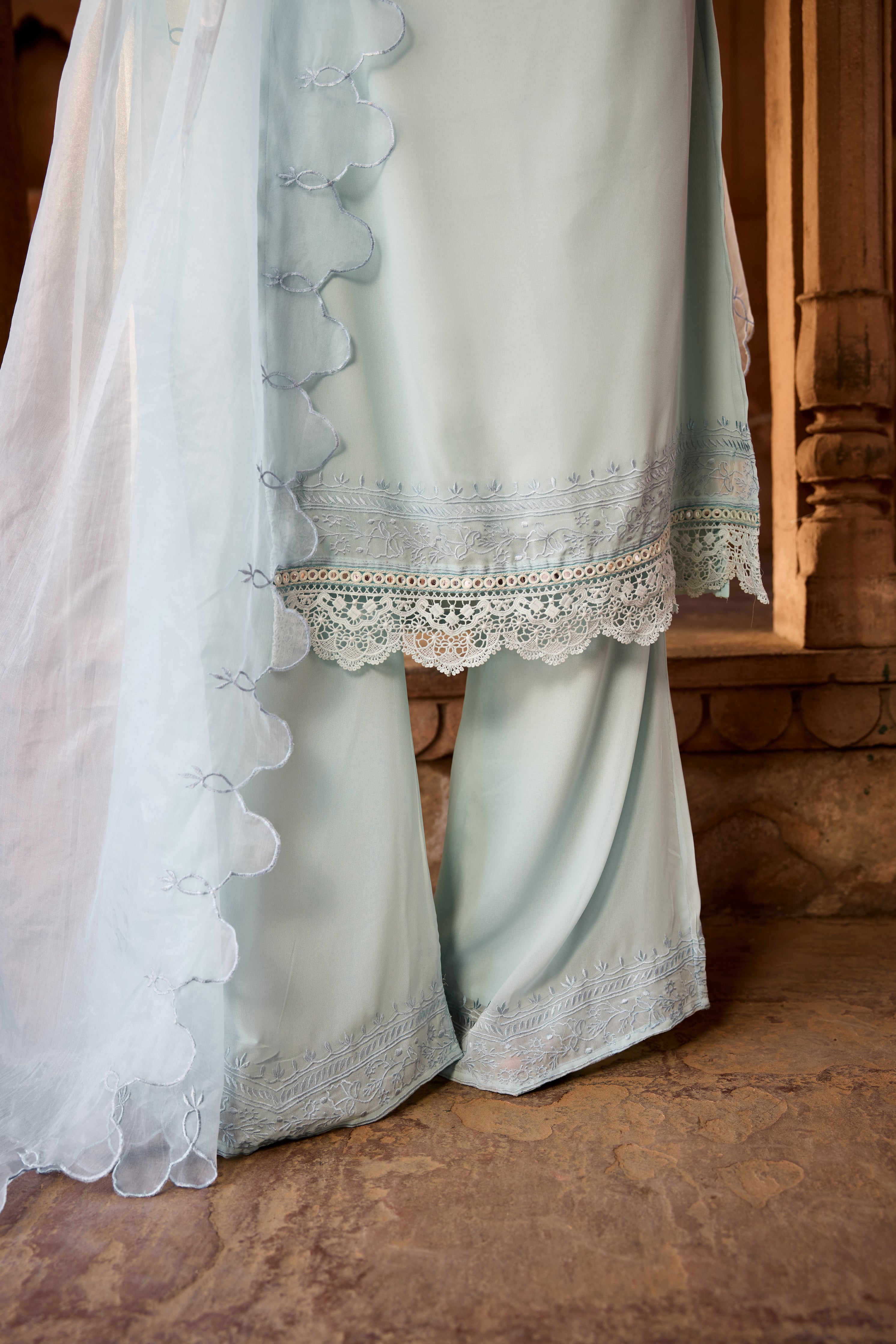 Shafika Baby Blue Georgette Pakistani Style Kurta