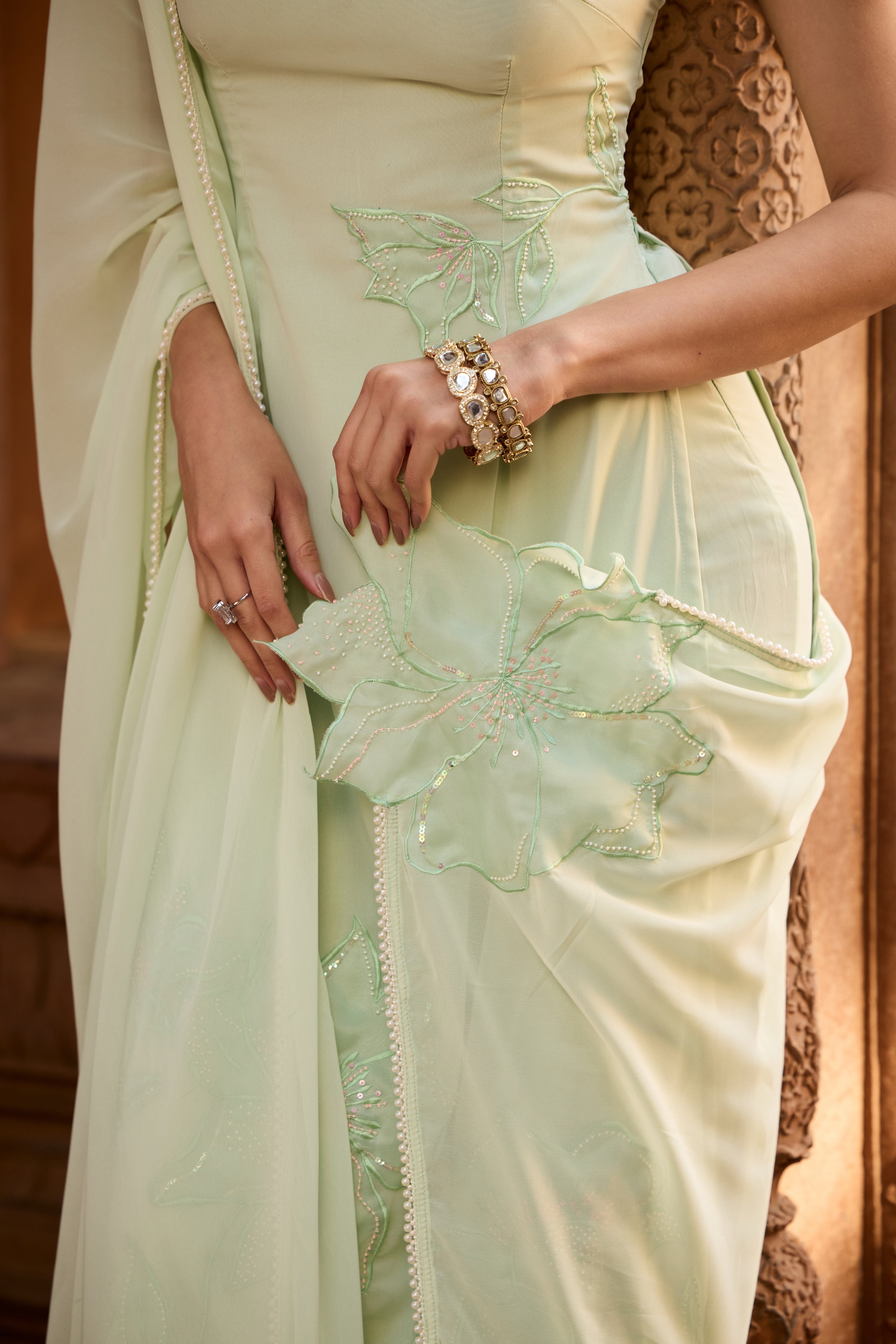 Rati Pastel Green Georgette Straight Kurta Set