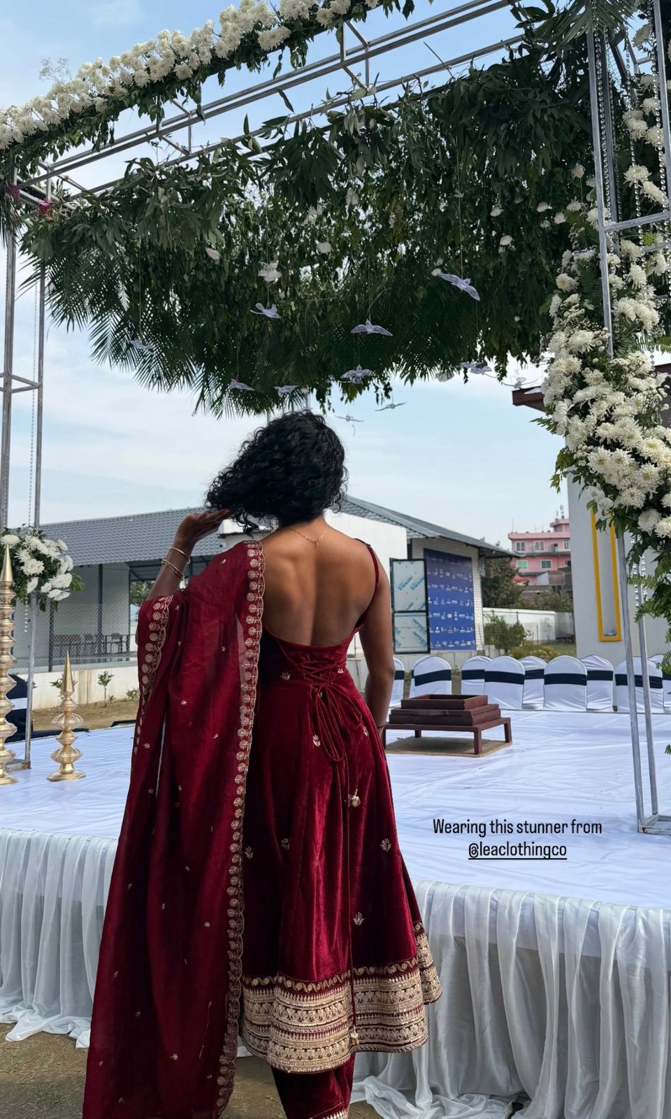 Laalima Burgundy Velvet Embroidered Anarkali Set