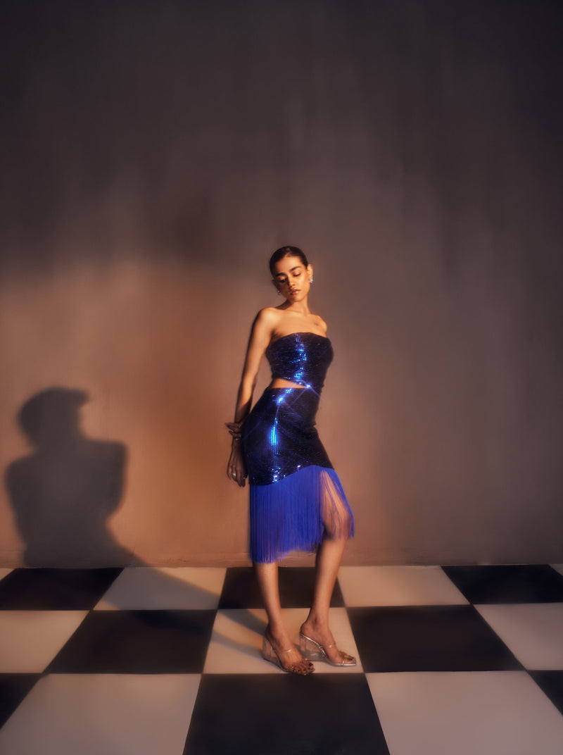 Siona Blue Shine Tassel Dress