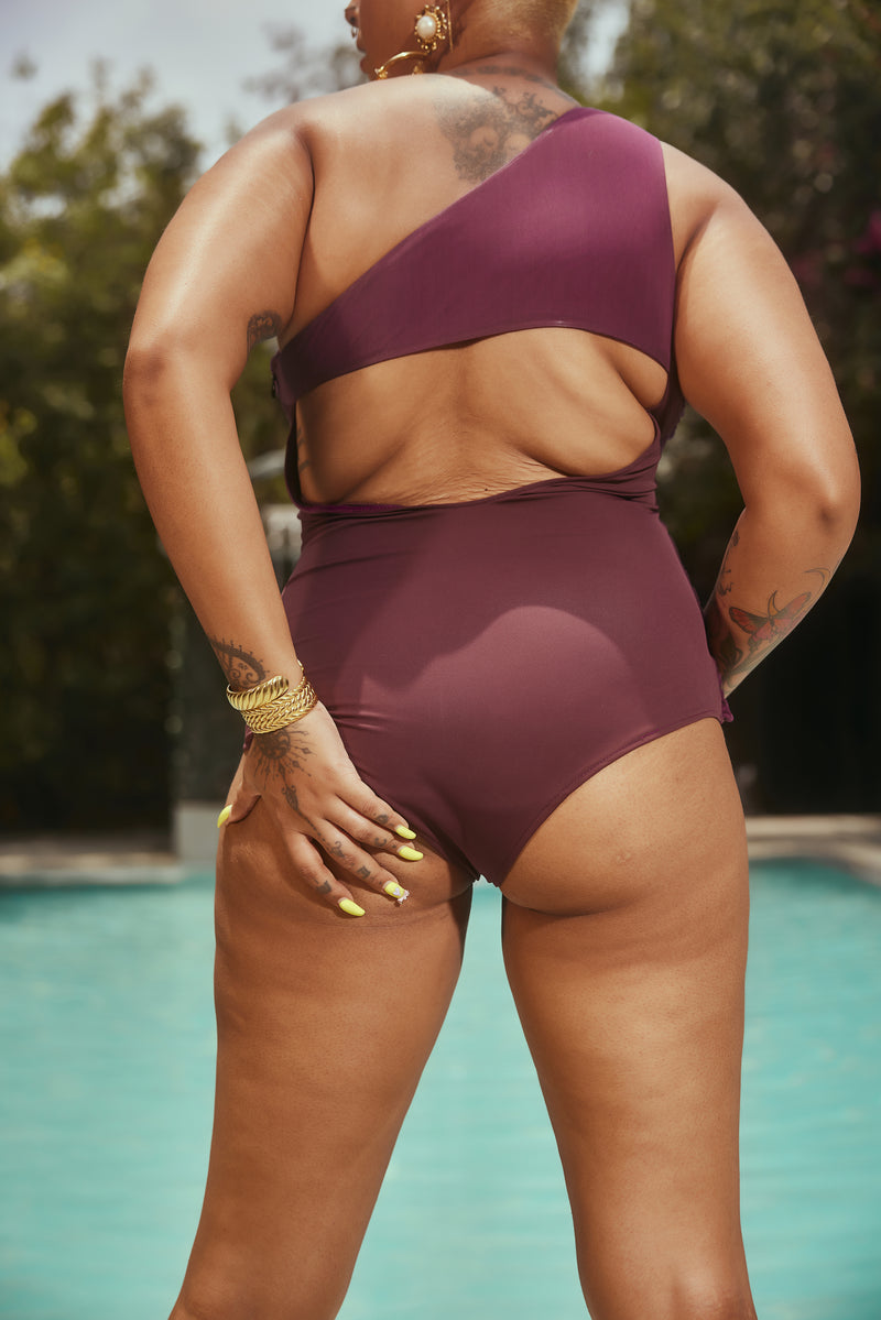 Buy Our Nyx Purple Ruched One-Shoulder Shaping Swimsuit