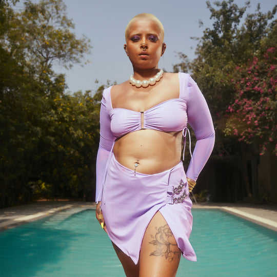 Alexa Lavender Embellished Swim Skirt Set