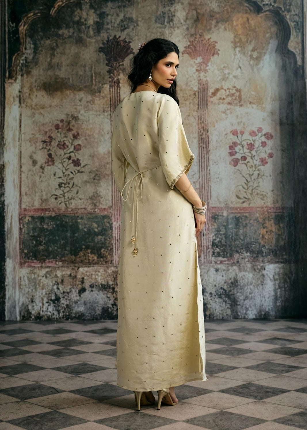 Sitara Ivory Hand Embroidery Kaftan