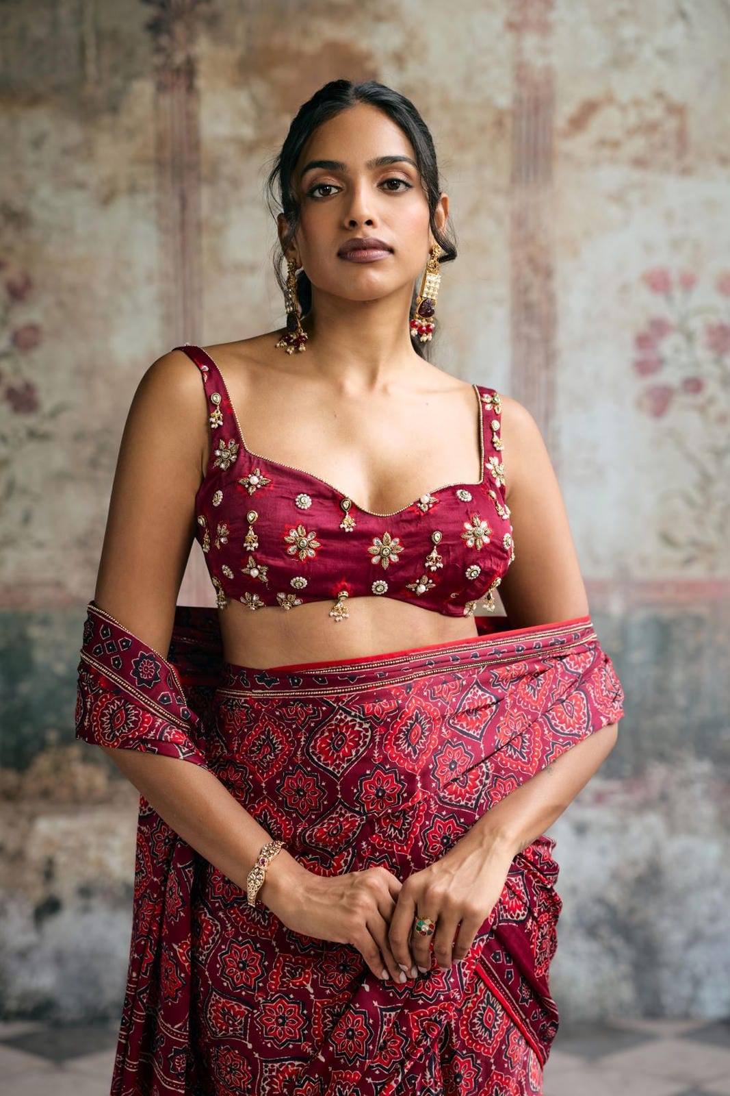 Meira Ajrakh Print Embroidered Blouse