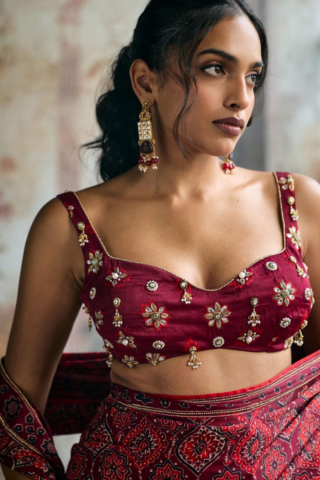 Meira Ajrakh Print Embroidered Blouse