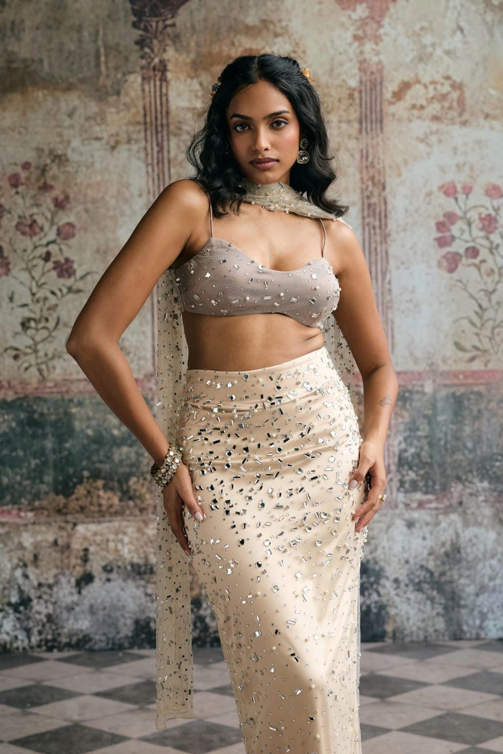 Alfiya Rhinestone Embellished Blouse