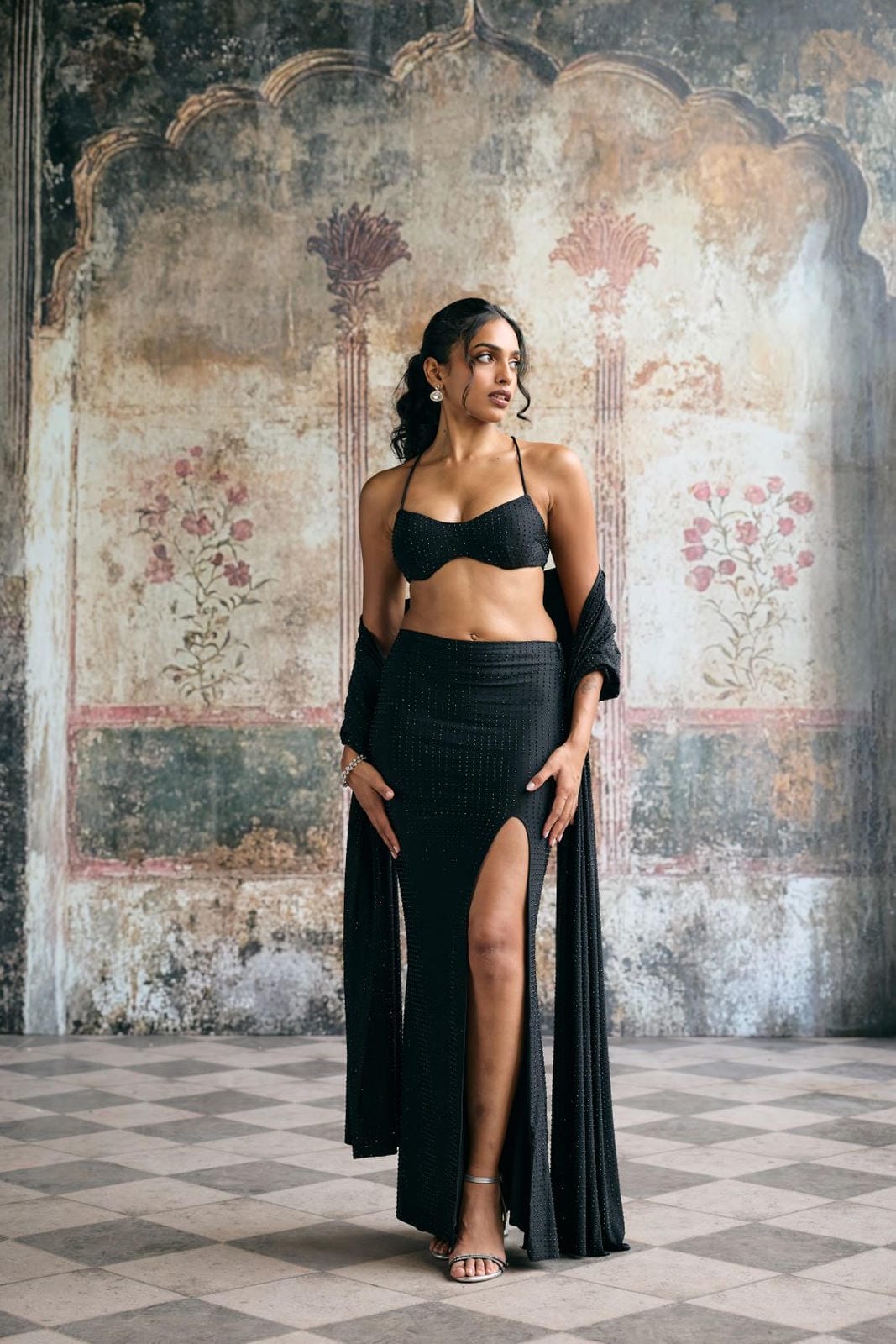 Shaina Black Rhinestone Embellished Blouse