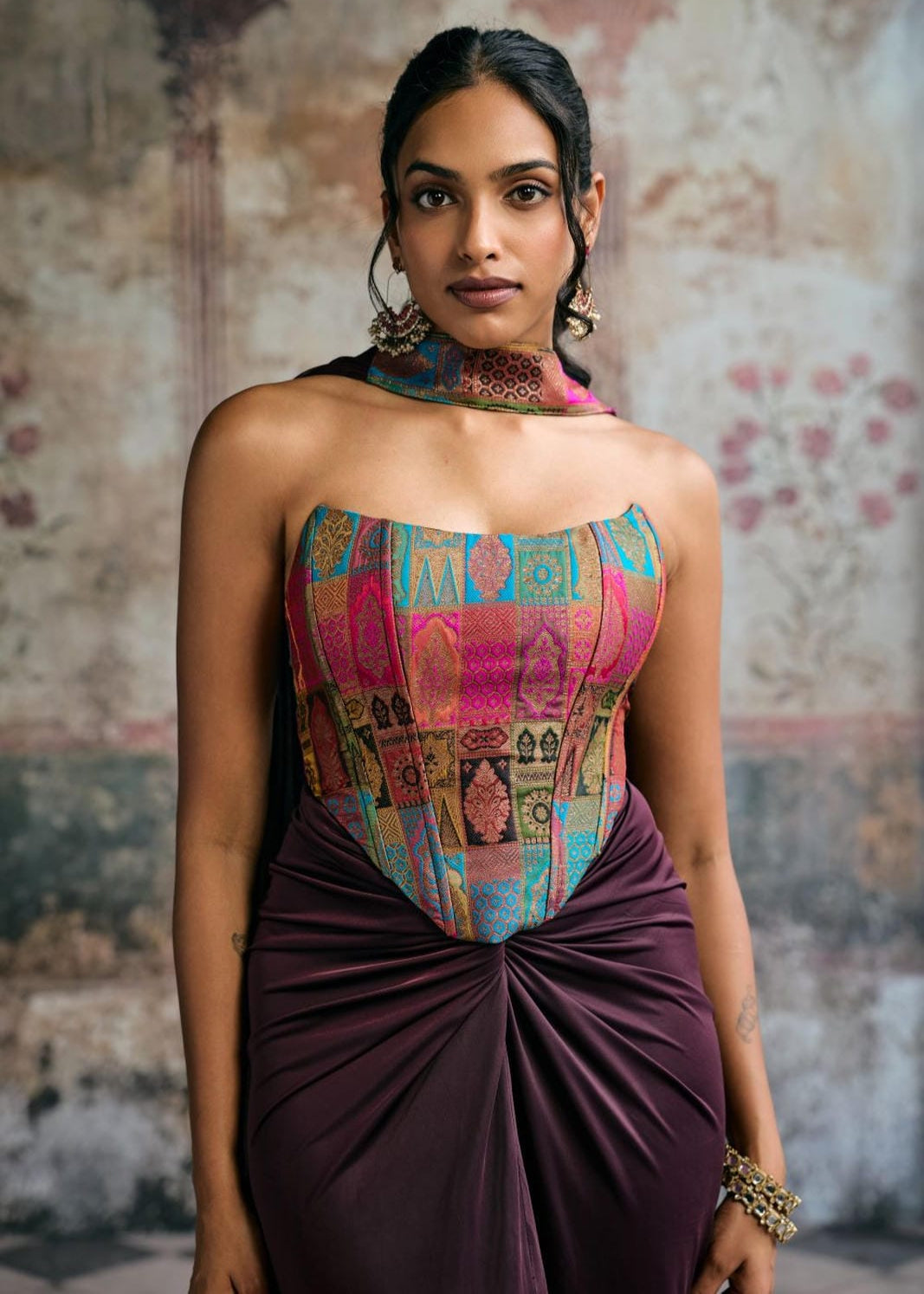 Riva Silk Brocade Corset Blouse