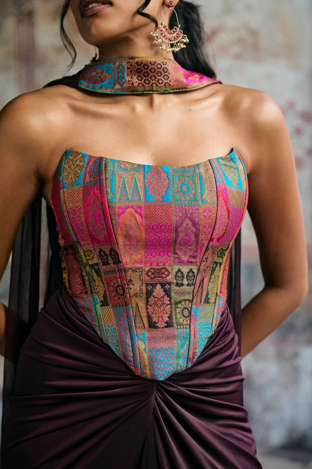 Riva Silk Brocade Corset Blouse