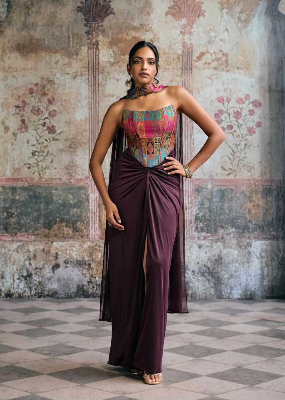 Riva Silk Brocade Corset Blouse