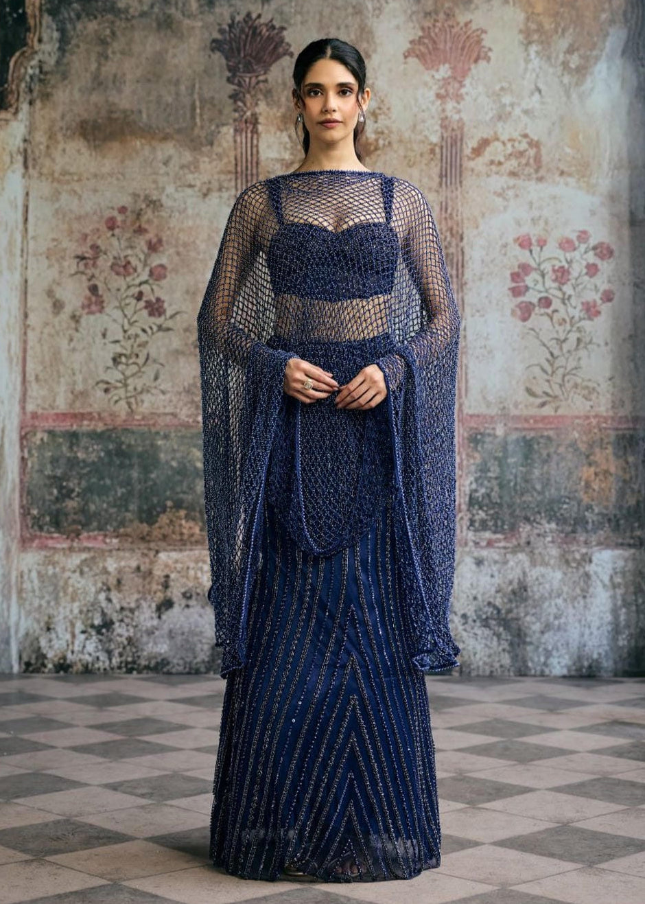 Layra Navy Hand-Embellished Blue Lehenga Set